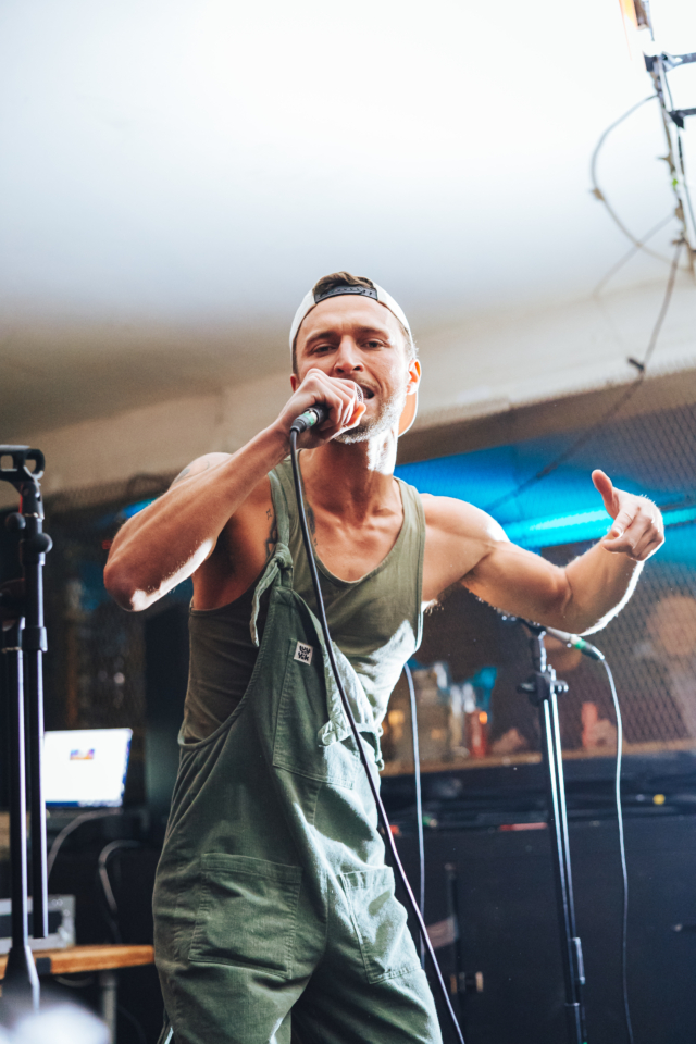 The rapper Blakmore on stage performing at our first sober hip hop night at Art Club