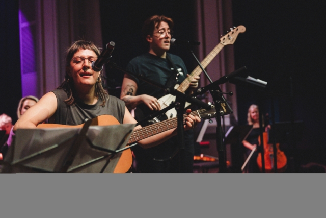 Mel and Eleri, facilitators of Trinity music group, performing during the Creative Communities summer showcase