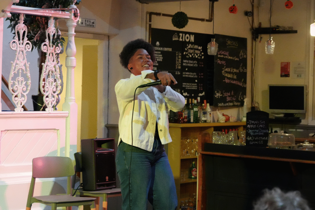 Performer at Bristol Sober Spaces open mic.