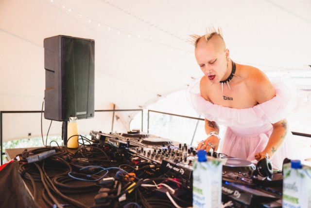 The DJ MISNEACH performing at our first sober day rave at Trinity, August 2025.