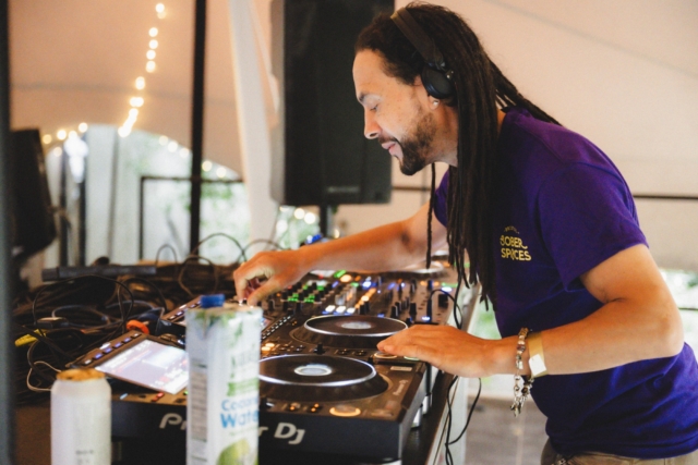Roni Size DJing at the Bristol Sober Spaces day rave at Trinity, August 2025.