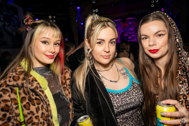 Audience members standing together smiling for a photo at our Dry Jan club event at The Jam Jar